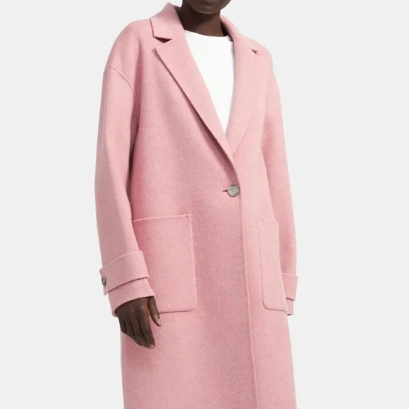 Pink One-Button Double-Face Wool-Cashmere Coat - Picture 2 of 7